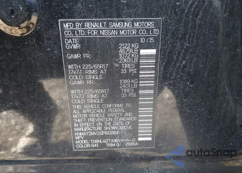 2016 Nissan Rogue Sv from USA, damaged, VIN KNMAT2MV2GP613364